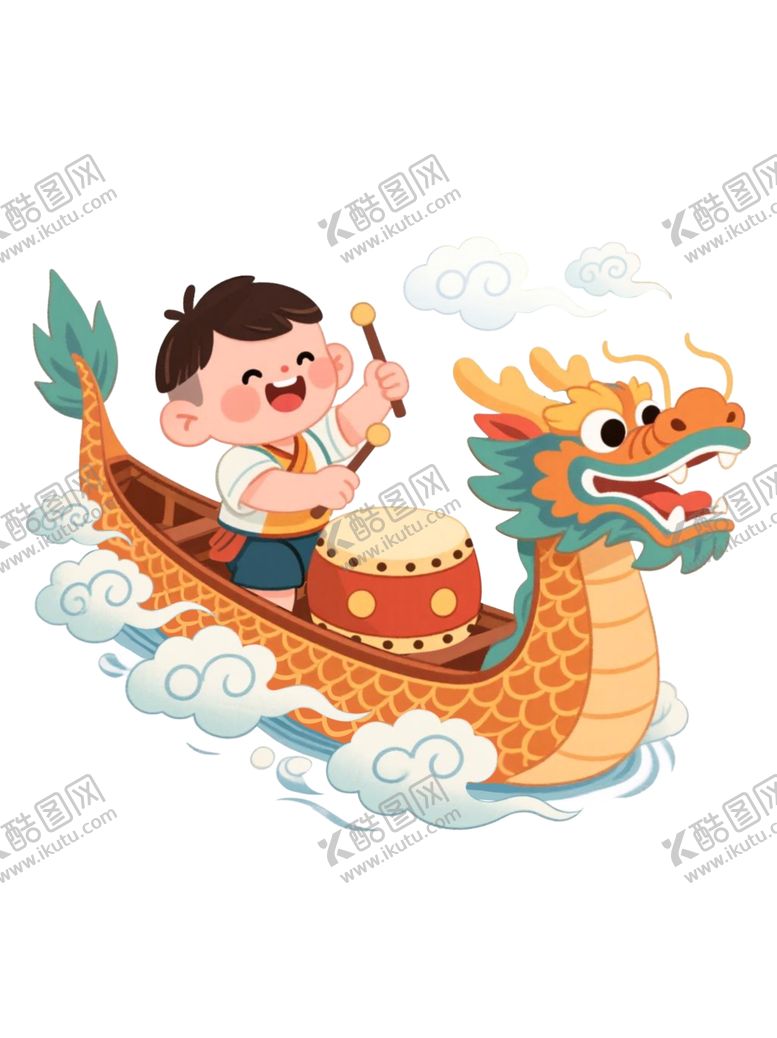 编号：12404505250257443611【酷图网】源文件下载-男孩划龙舟庆端午