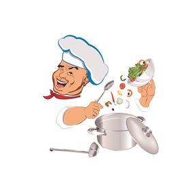 可爱卡通厨师做饭素材图