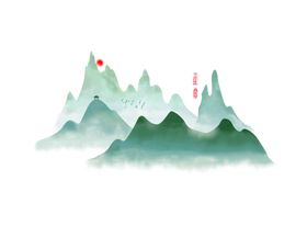 水墨山挂画画写意画新中式画