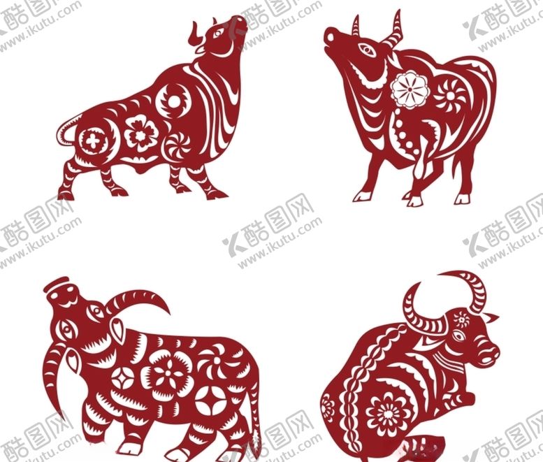 编号：31311109240423424492【酷图网】源文件下载-牛剪纸