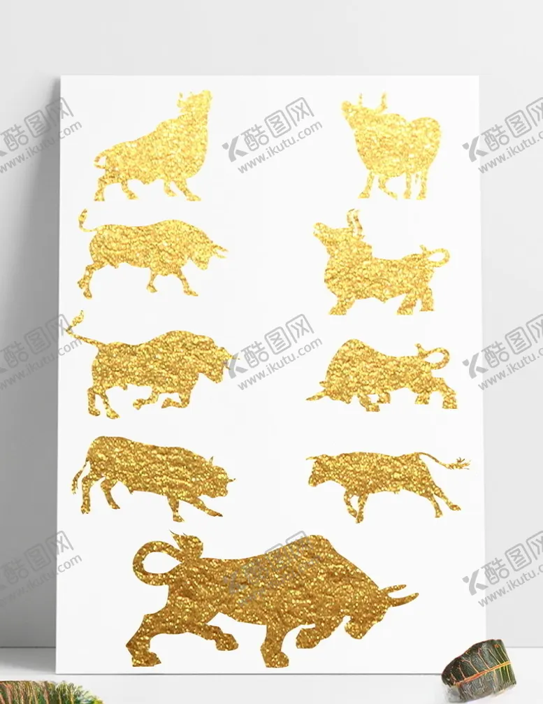 编号：61286305011025215658【酷图网】源文件下载-牛年金牛剪影素材