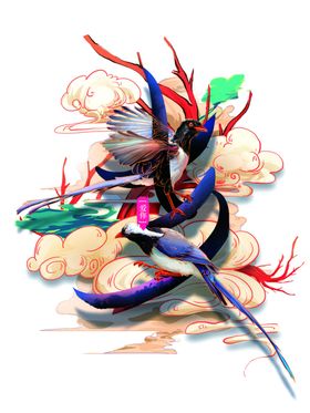 七夕艺术字国潮元素
