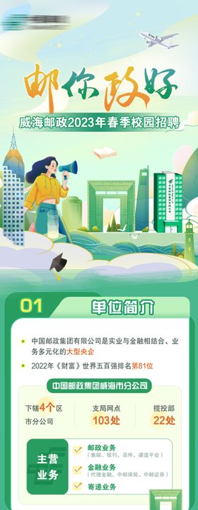 威海邮政绿色校园招聘长图