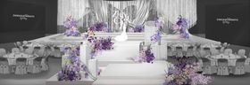 高级感银灰色小众婚礼粉紫色婚礼