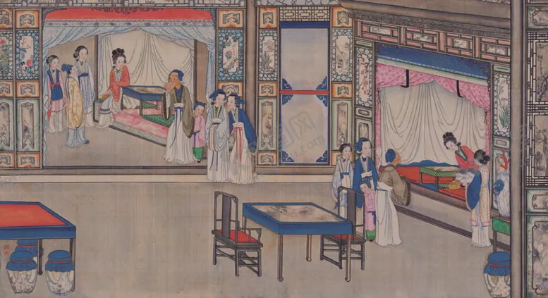 编号：45156707011905422476【酷图网】源文件下载-红楼梦场景精美工笔画