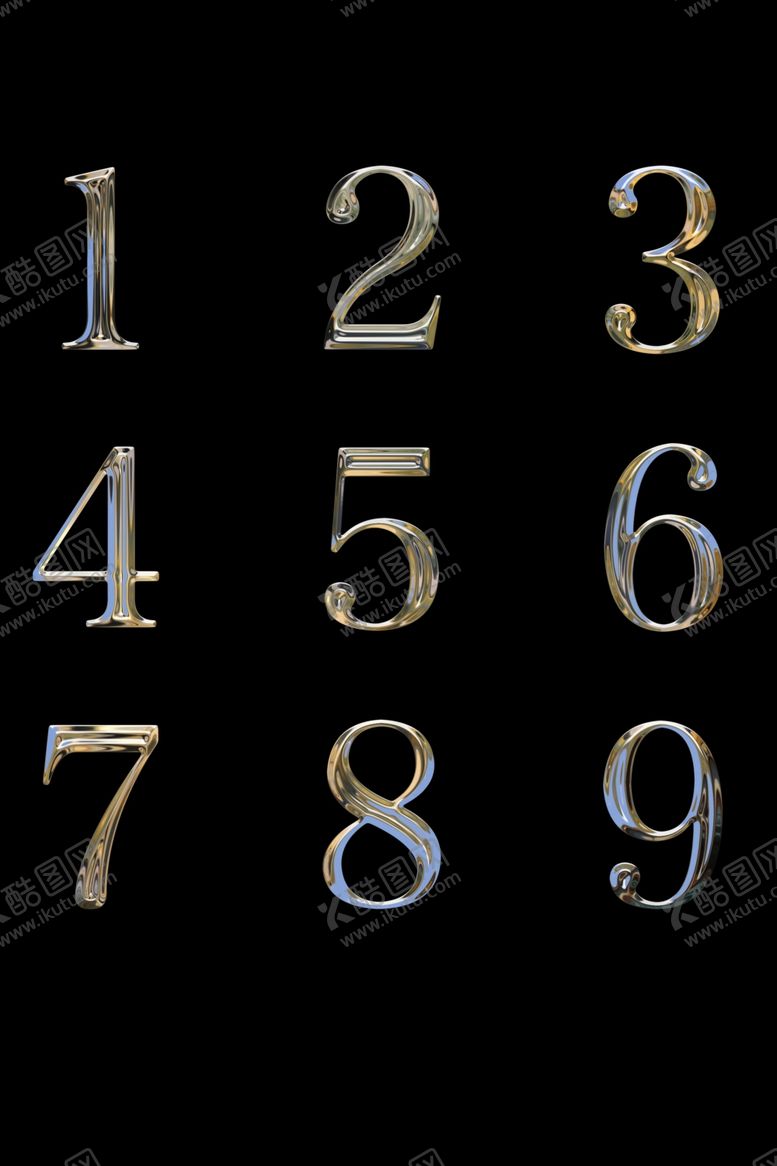 编号：31299607121128079053【酷图网】源文件下载-金属数字