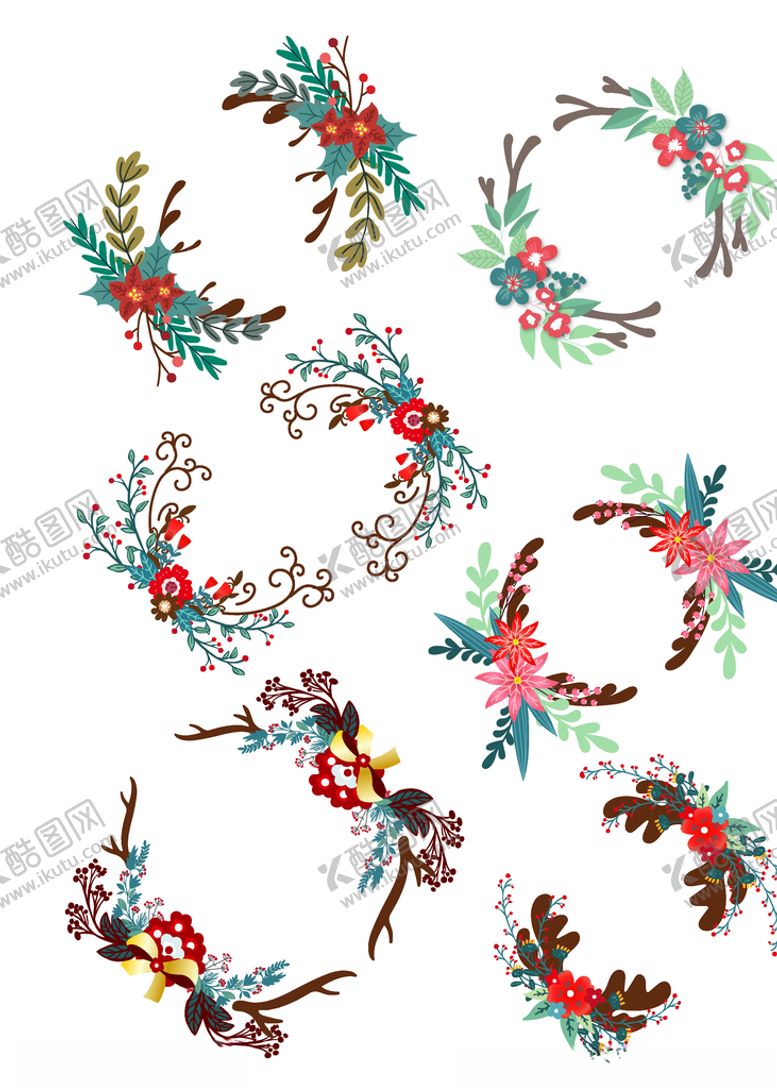 编号：26741909291347045469【酷图网】源文件下载-圣诞红花环