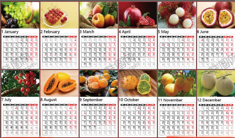 编号：35478804281127459916【酷图网】源文件下载-水果日历