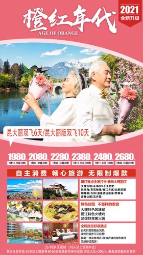 云南昆明大理丽江老年人旅游海报