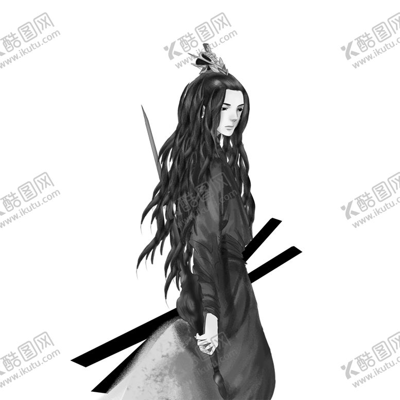 编号：39841609141921237934【酷图网】源文件下载-武侠水墨人物画插画大侠