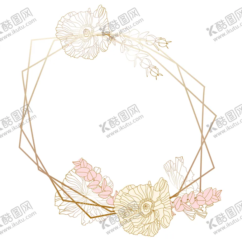 编号：15913901201857598276【酷图网】源文件下载-植物金色边框花环