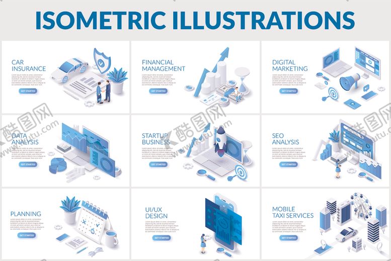 编号：18402712192218462975【酷图网】源文件下载-等距插画集合