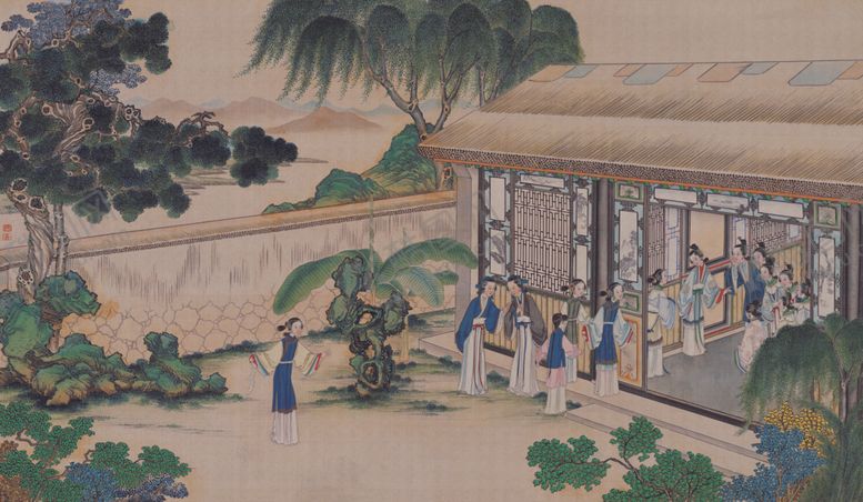 编号：86963405040334002377【酷图网】源文件下载-红楼梦场景精美工笔画