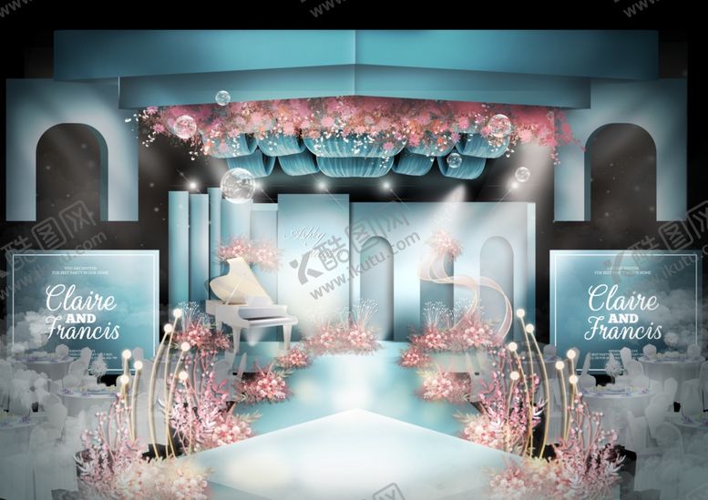 编号：68616210310945016487【酷图网】源文件下载-蓝色婚礼效果图