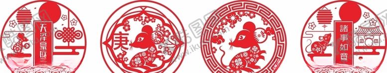 编号：26116010280538361257【酷图网】源文件下载-房地产地产新年窗花鼠年