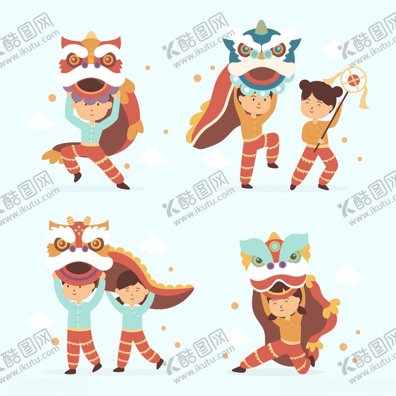 编号：46032110042253148105【酷图网】源文件下载-儿童欢乐舞狮场景