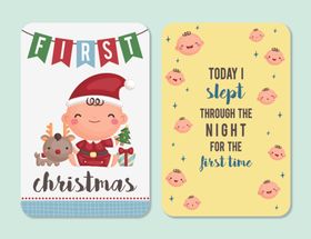 圣诞主题可爱婴儿装饰卡片