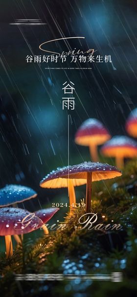 酒吧谷雨节气移动端海报