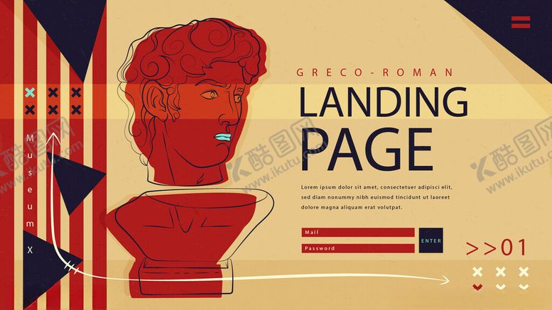 编号：87411804100020008344【酷图网】源文件下载-复古风格着陆页设计示例