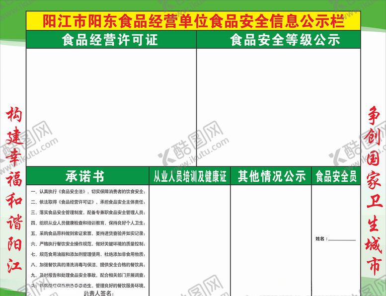 编号：89122709211831507455【酷图网】源文件下载-食品安全公示栏
