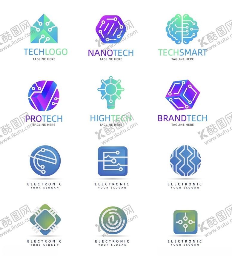 编号：18353004042123174046【酷图网】源文件下载-多样几何风格企业标志设计