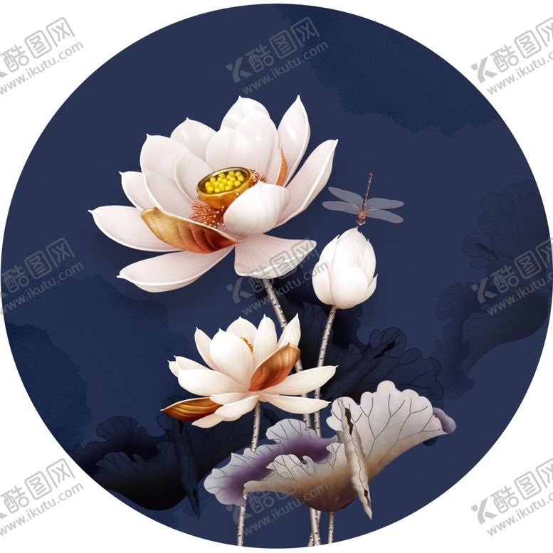 编号：81296006240432515166【酷图网】源文件下载-莲花荷花电视背景墙装饰画