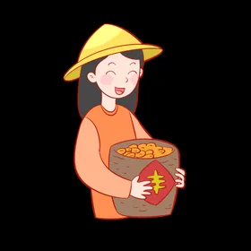 芒种插画稻穗挂背景素材