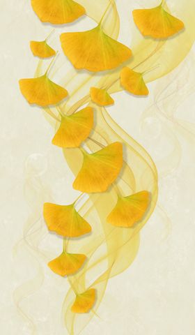 水彩画银杏叶玄关图
