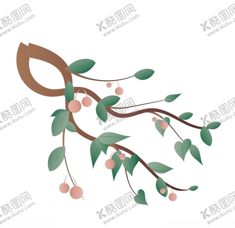编号：14881107090318003426【酷图网】源文件下载-小清新树枝树叶小花朵