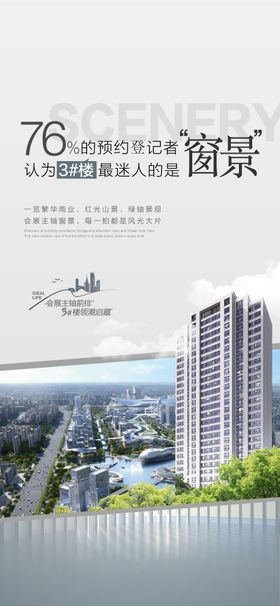 头排一线湖景学府大平层配套窗景海报