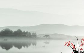 山水画背景创意墨墨标语抽象装饰