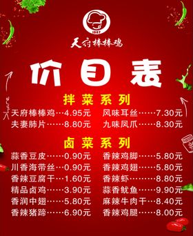 红色边框价目表