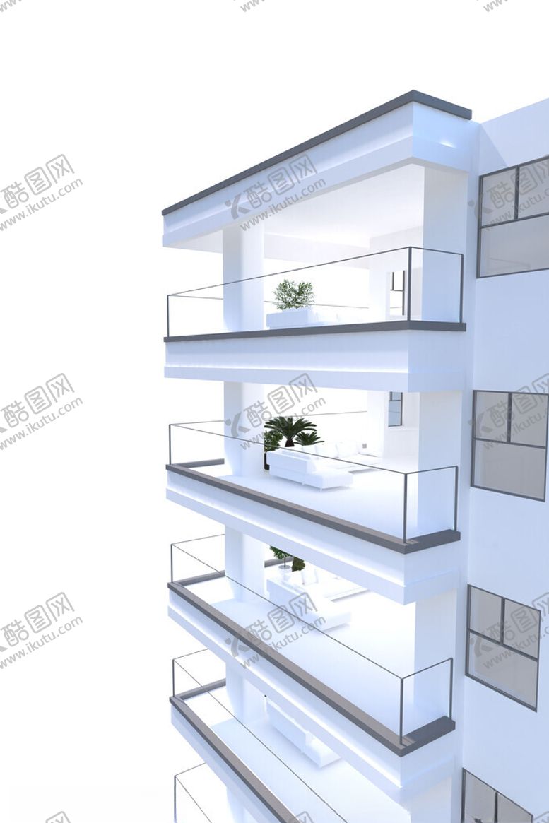 编号：40909502182149434698【酷图网】源文件下载-7字阳台建筑模型设计
