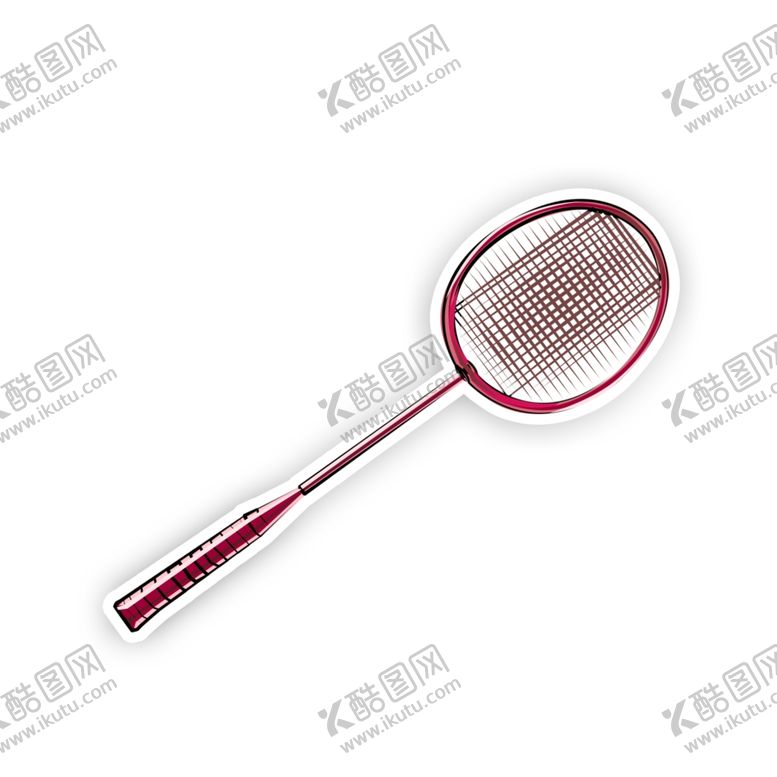 红色羽毛球拍网球拍球拍拍子卡通锻炼打分层体育项目