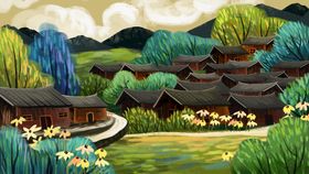 乡村田园风光美景图