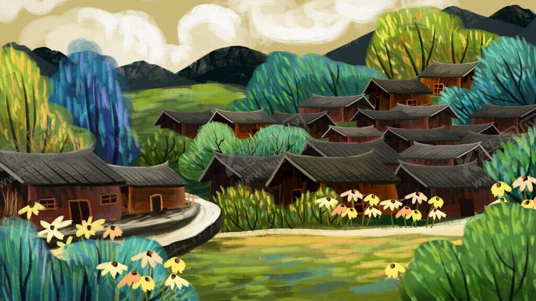 编号：90846404030014131836【酷图网】源文件下载-乡村田园风光美景图