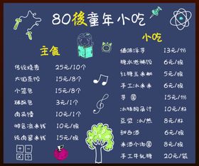 菜单小黑板小吃菜单