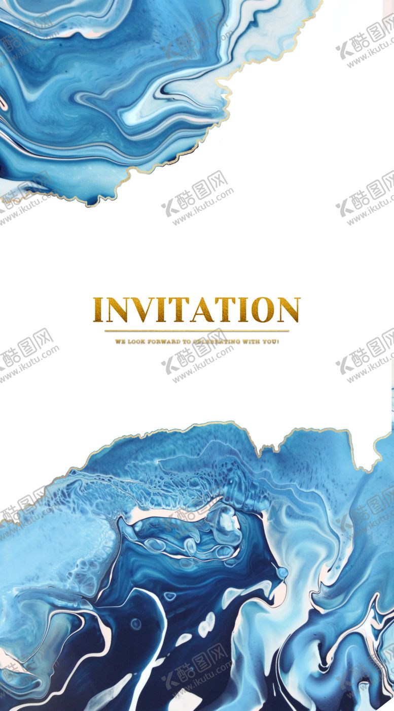 编号：97010709242252573277【酷图网】源文件下载-清新蓝色透明大理石金色线条边框