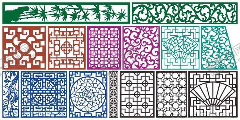编号：56110811020436557253【酷图网】源文件下载-窗花镂空花纹屏风隔断雕花
