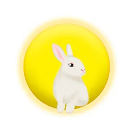 中秋插画花好月圆手绘人物兔子