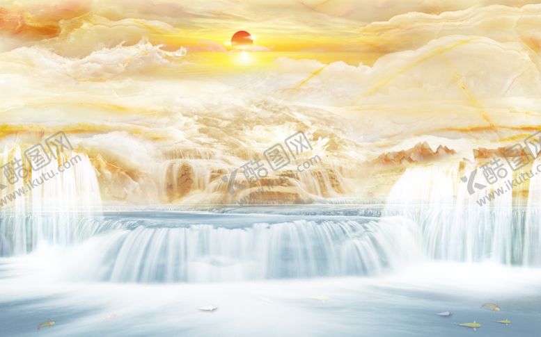 编号：98082109232029371916【酷图网】源文件下载-流水生财大理石背景墙