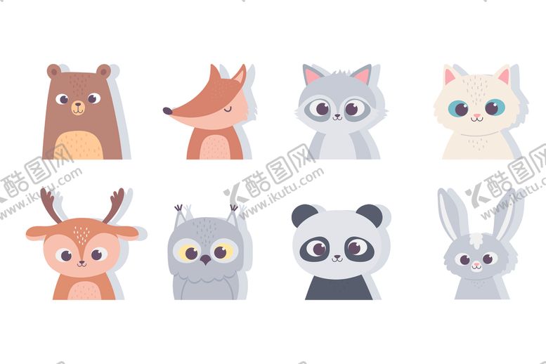 编号：64134106180040376928【酷图网】源文件下载-手绘淡彩动物