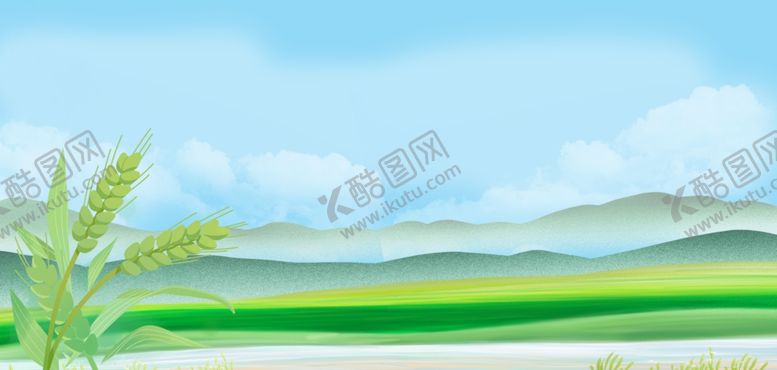 编号：82208604040757219292【酷图网】源文件下载-田园风光中的翠绿麦田