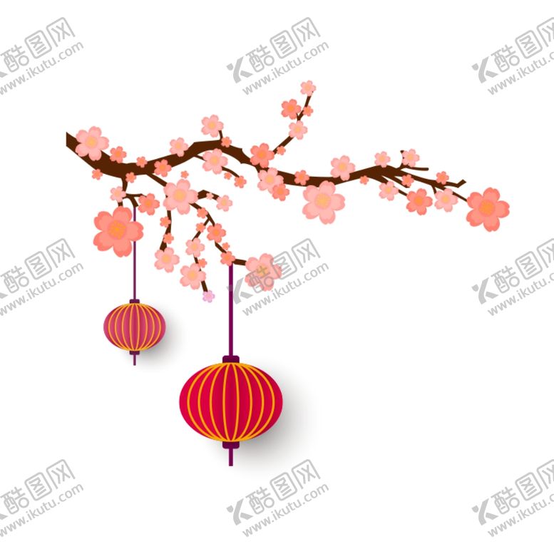 编号：77279305112256563594【酷图网】源文件下载-灯笼梅花