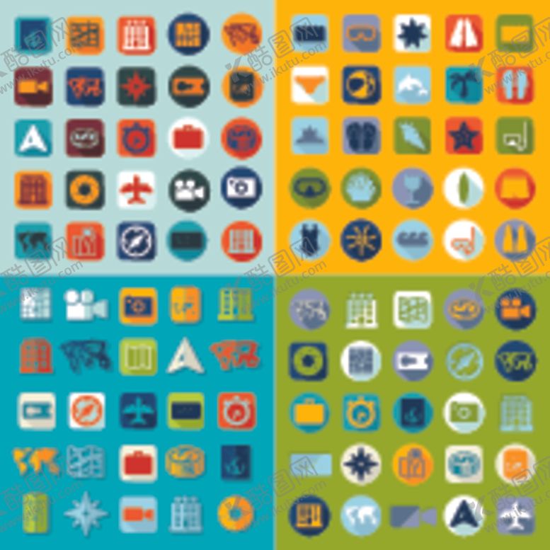 编号：90483404051447232711【酷图网】源文件下载-多彩几何图案图标背景图