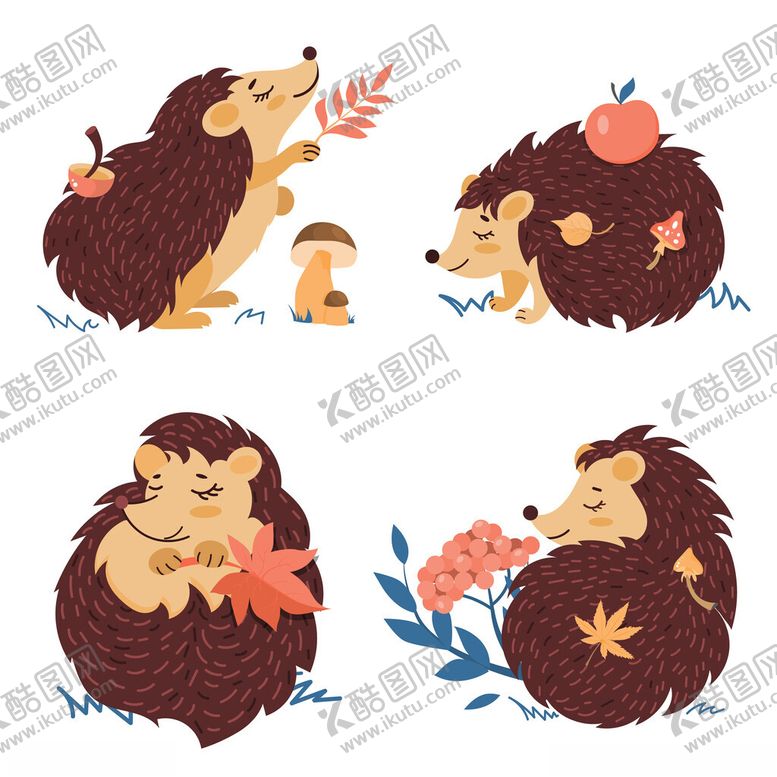 编号：57979611211435443756【酷图网】源文件下载-可爱刺猬插画集合