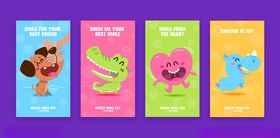 多彩卡通角色竖版卡片展示