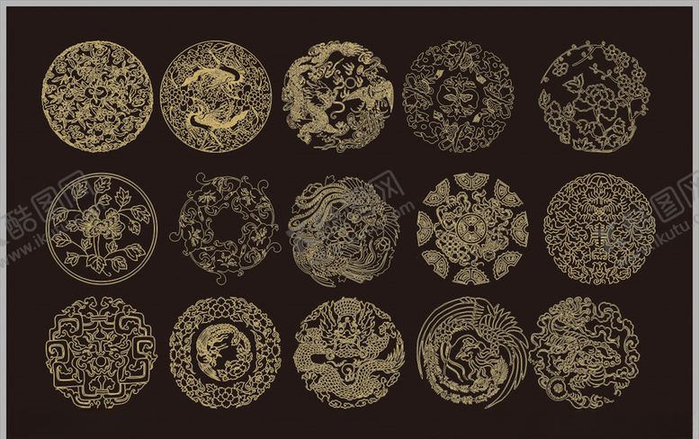 编号：19153910300948228410【酷图网】源文件下载-花纹图案传统图案圆形花纹