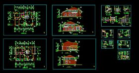 湖边别墅建筑全套图