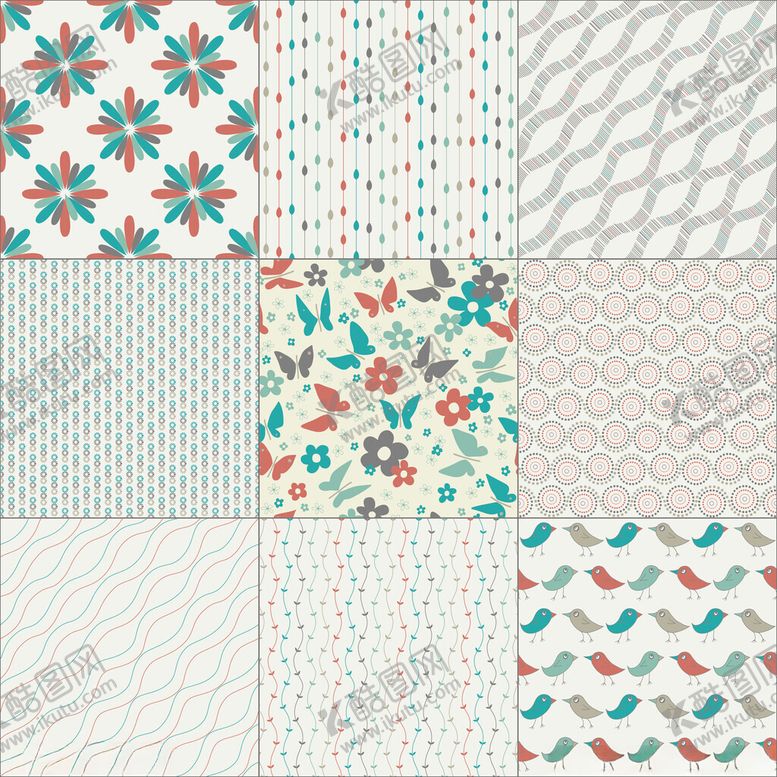 编号：67452211021343169352【酷图网】源文件下载-多彩几何图案无缝背景集合